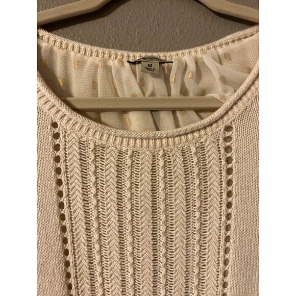 LUCKY Brand Sweater Top M Medium Cream Gold Neat Back Details - Picture 8 of 11